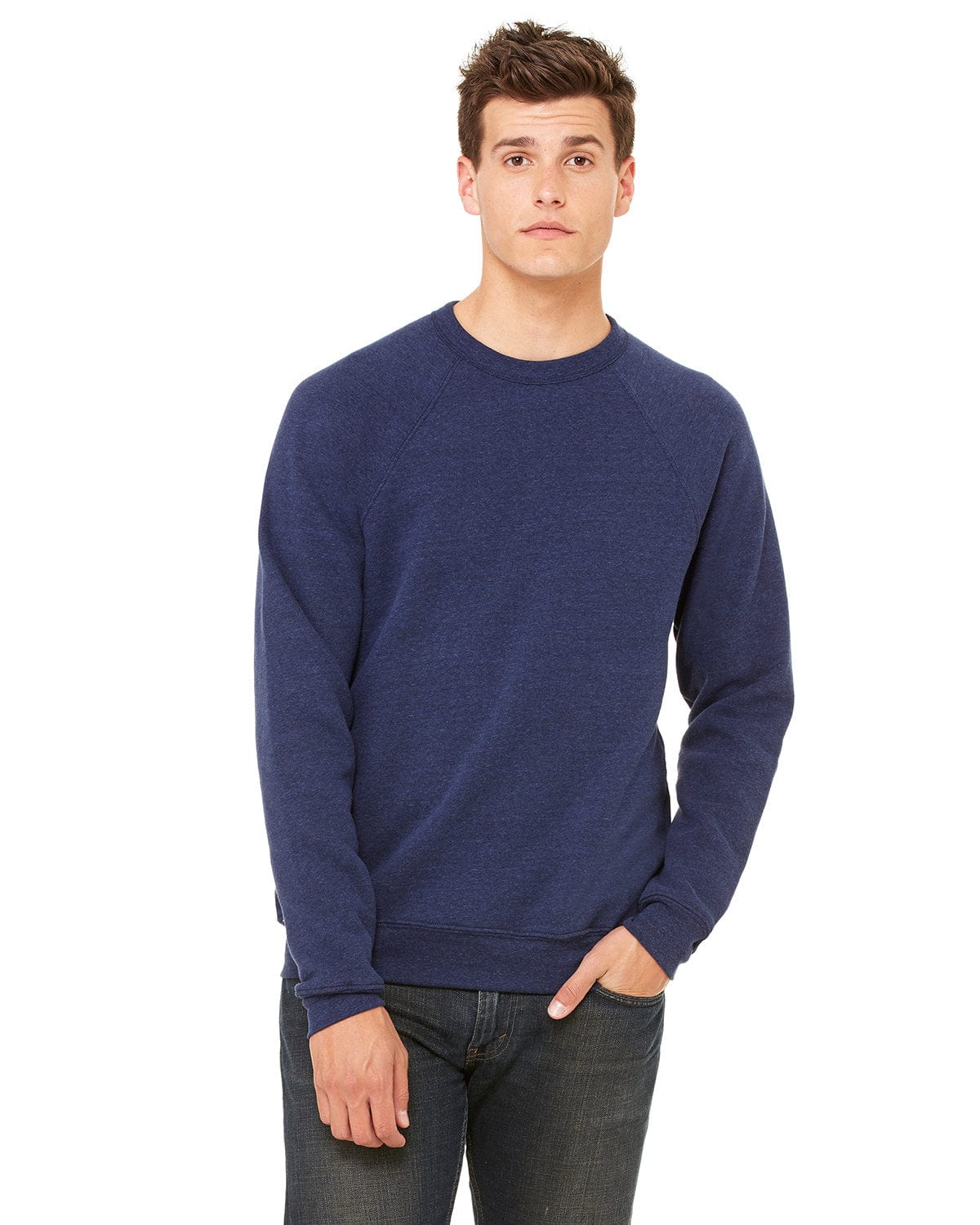Bella+Canvas 3901: Unisex Sponge Fleece Raglan Sweatshirt in Navy Triblend