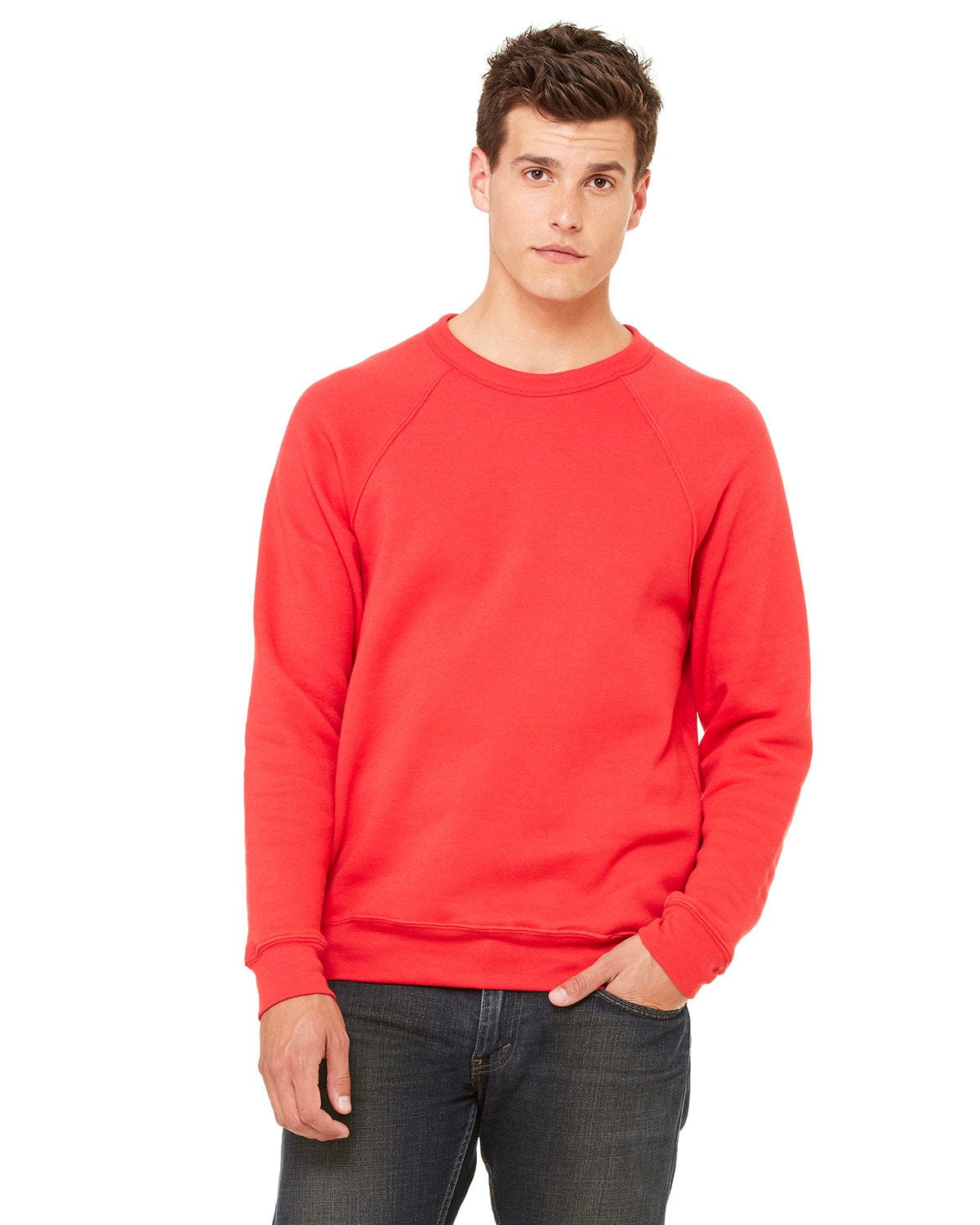 Bella+Canvas 3901: Unisex Sponge Fleece Raglan Sweatshirt in Red