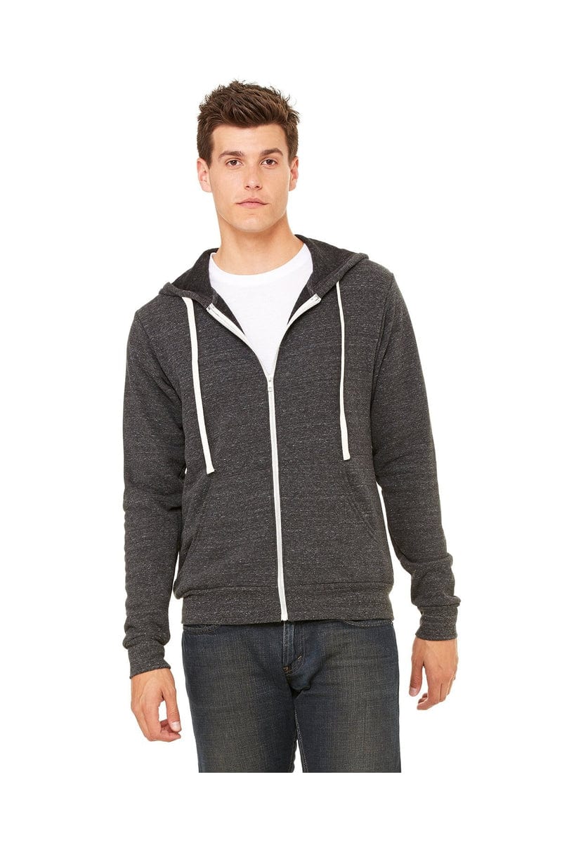 Bella+Canvas 3909: Unisex Triblend Sponge Fleece Full-Zip Hoodie in Char-Black Trib