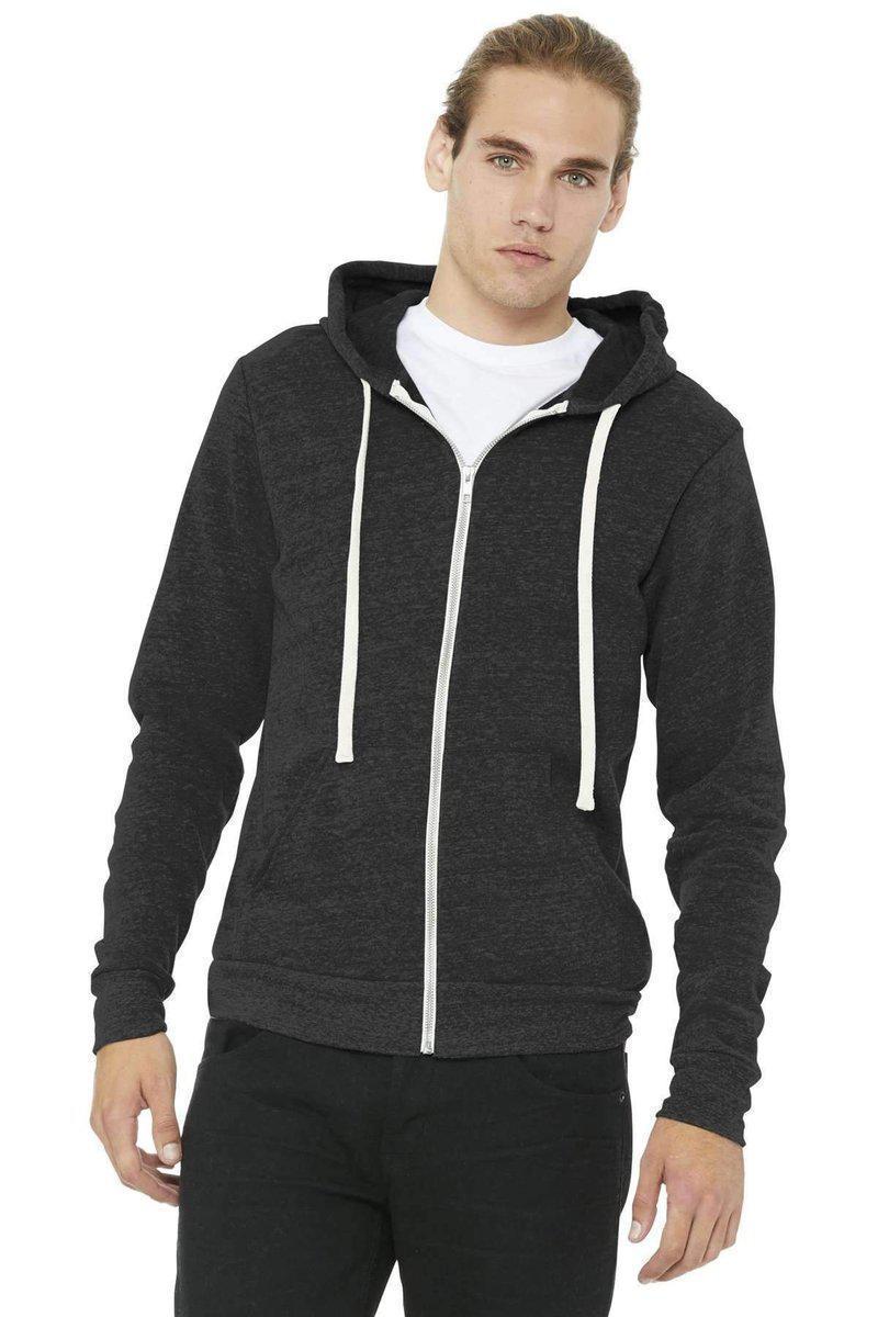 Bella+Canvas 3909: Unisex Triblend Sponge Fleece Full-Zip Hoodie in Charcoal-Black Triblend
