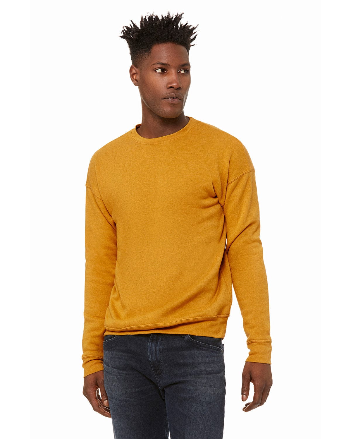 Bella+Canvas 3945 Unisex Drop Shoulder Fleece in Heather Mustard