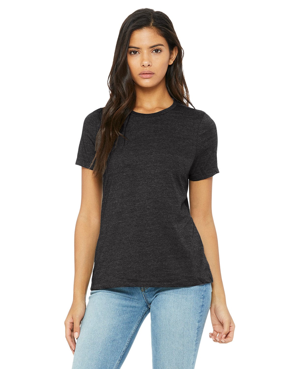 Bella+Canvas 6400CVC Ladies' Relaxed Heather CVC Short-Sleeve T-Shirt in Dark Gry Heather