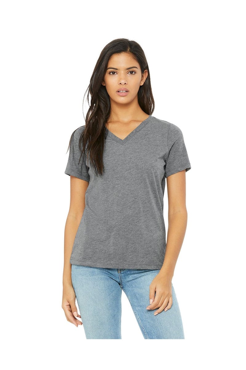 Bella+Canvas 6405: Ladies' Relaxed Jersey Short-Sleeve V-Neck T-Shirt in Grey Triblend