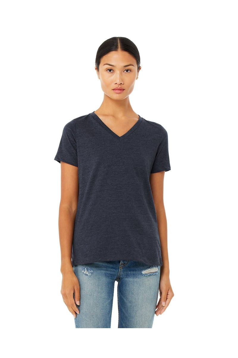 Bella+Canvas 6405: Ladies' Relaxed Jersey Short-Sleeve V-Neck T-Shirt in Heather Navy