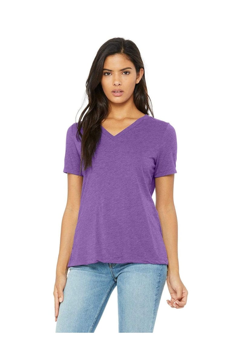 Bella+Canvas 6405: Ladies' Relaxed Jersey Short-Sleeve V-Neck T-Shirt in Purple Triblend