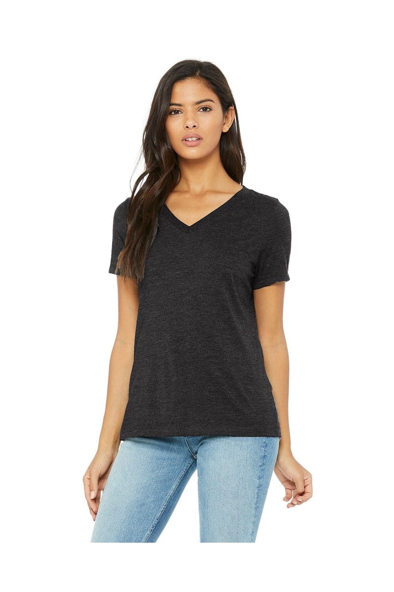 Bella+Canvas 6405: Ladies' Relaxed Jersey Short-Sleeve V-Neck T-Shirt in Drk Grey Heather