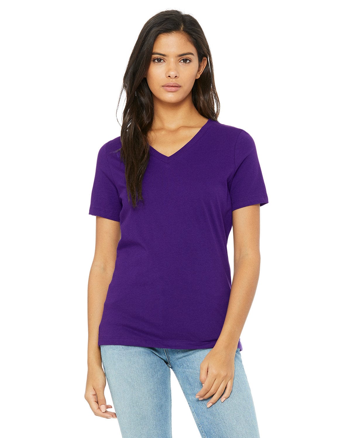 Bella+Canvas 6405: Ladies' Relaxed Jersey Short-Sleeve V-Neck T-Shirt in Team Purple