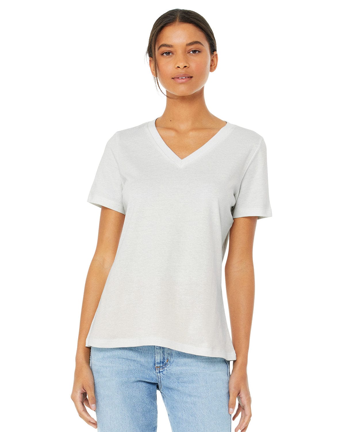 Bella+Canvas 6405: Ladies' Relaxed Jersey Short-Sleeve V-Neck T-Shirt in Vintage White