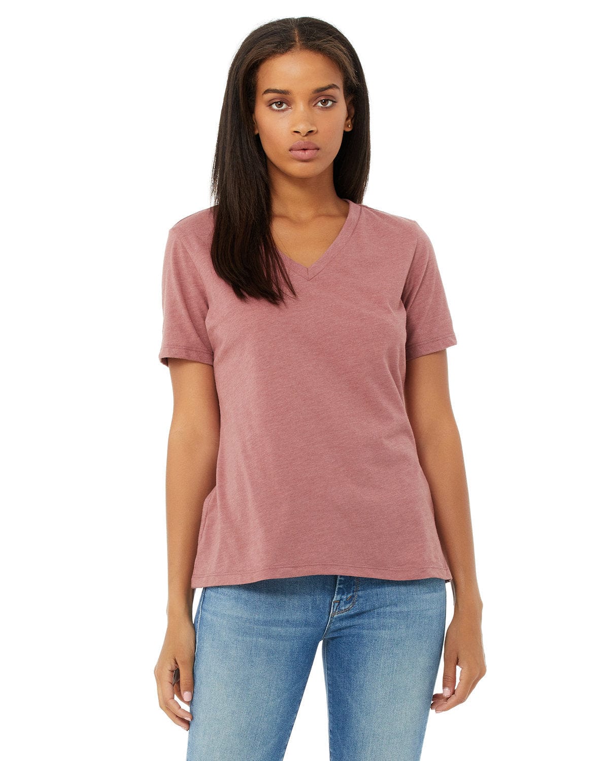 Bella+Canvas 6405CVC Ladies' Relaxed Heather CVC Jersey V-Neck T-Shirt in 