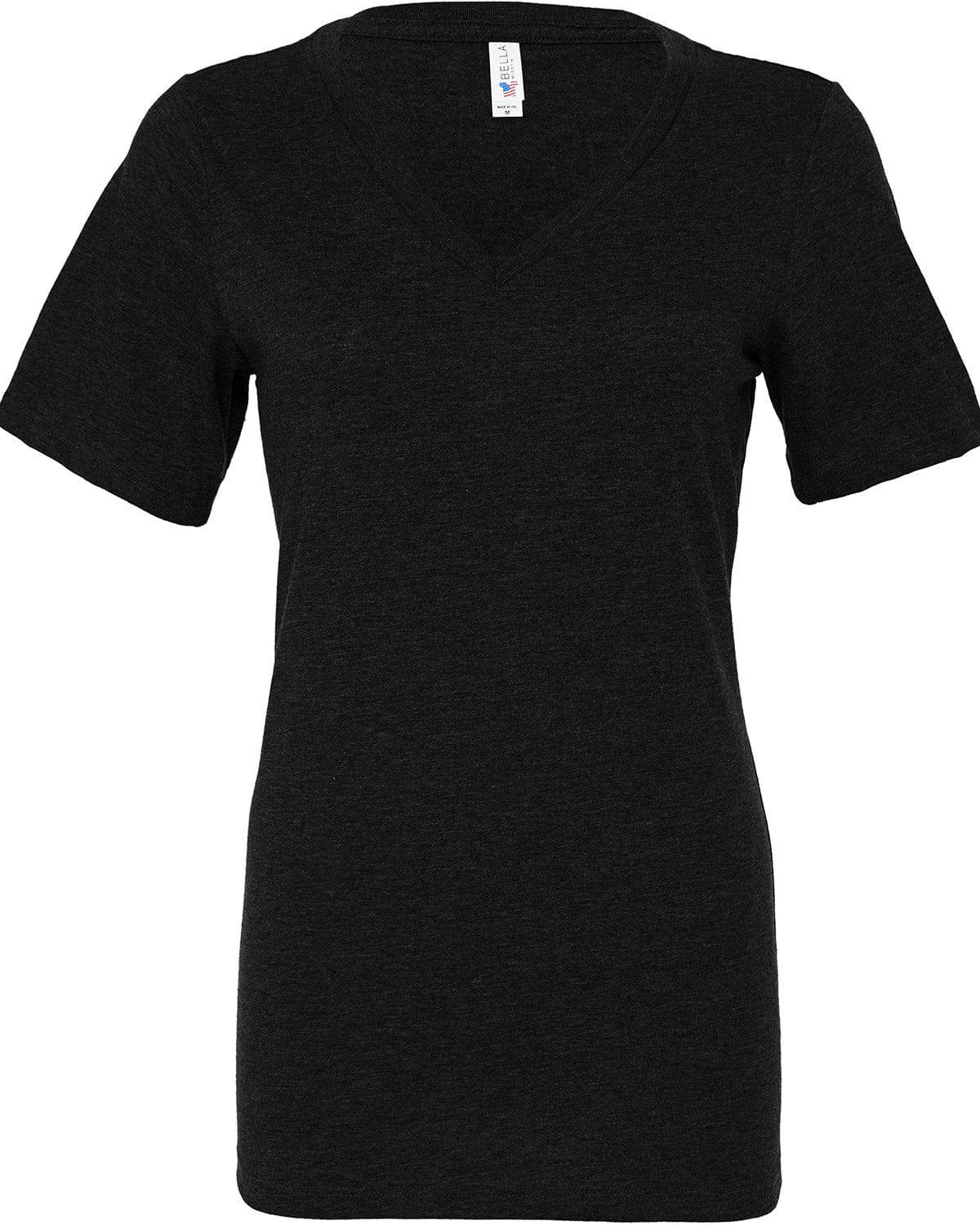 Bella+Canvas 6405CVC Ladies' Relaxed Heather CVC Jersey V-Neck T-Shirt in Black Heather