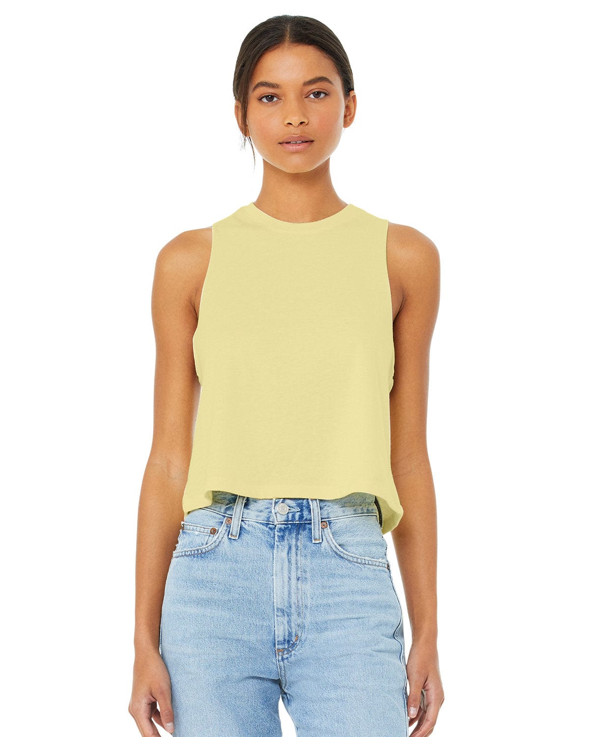 Bella+Canvas 6682: Women's Racerback Cropped Tank in Hth Frnch Vanlla