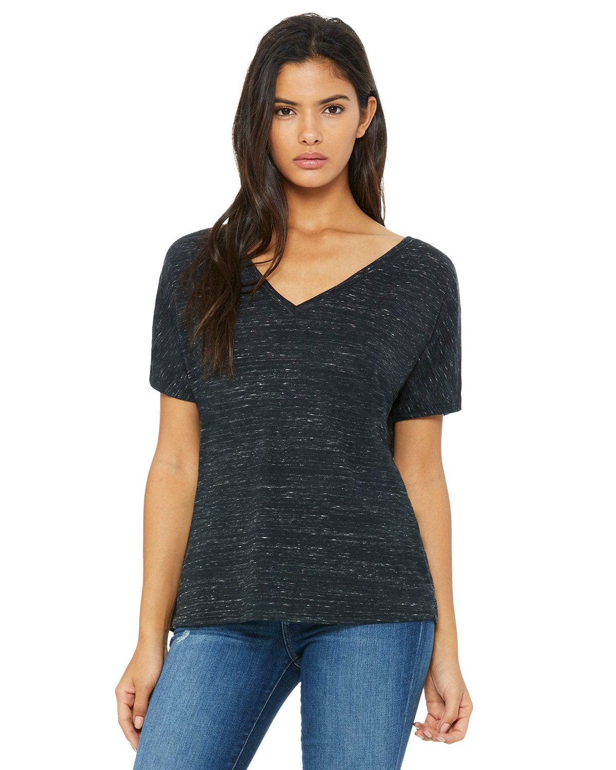 Bella+Canvas 8815: Ladies' Slouchy V-Neck T-Shirt in Black Marble