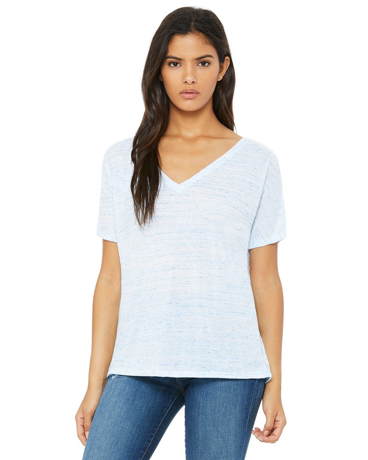 Bella+Canvas 8815: Ladies' Slouchy V-Neck T-Shirt in Blue Marble