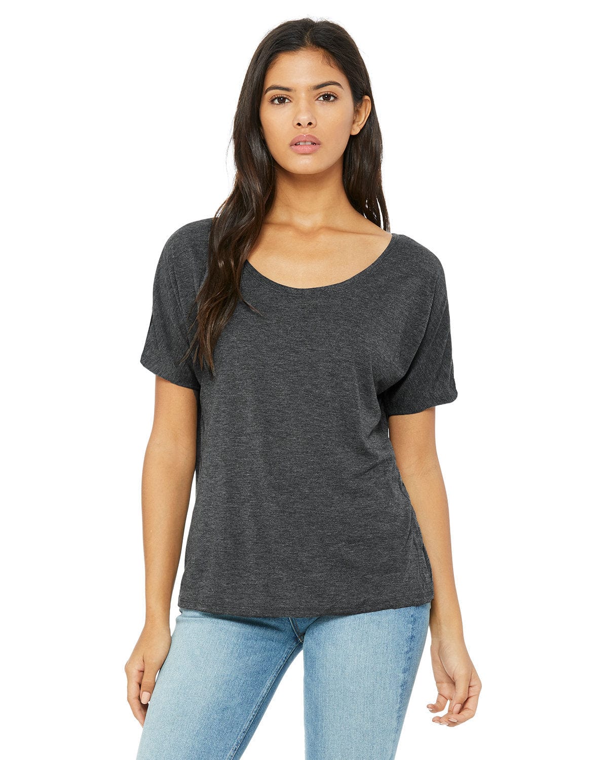 Bella+Canvas 8816: Ladies' Slouchy T-Shirt in Dark Gry Heather