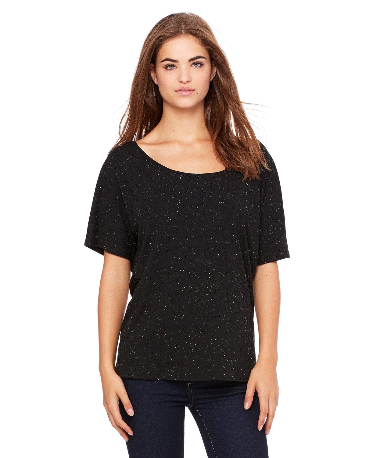 Bella+Canvas 8816: Ladies' Slouchy T-Shirt in Black Speckled