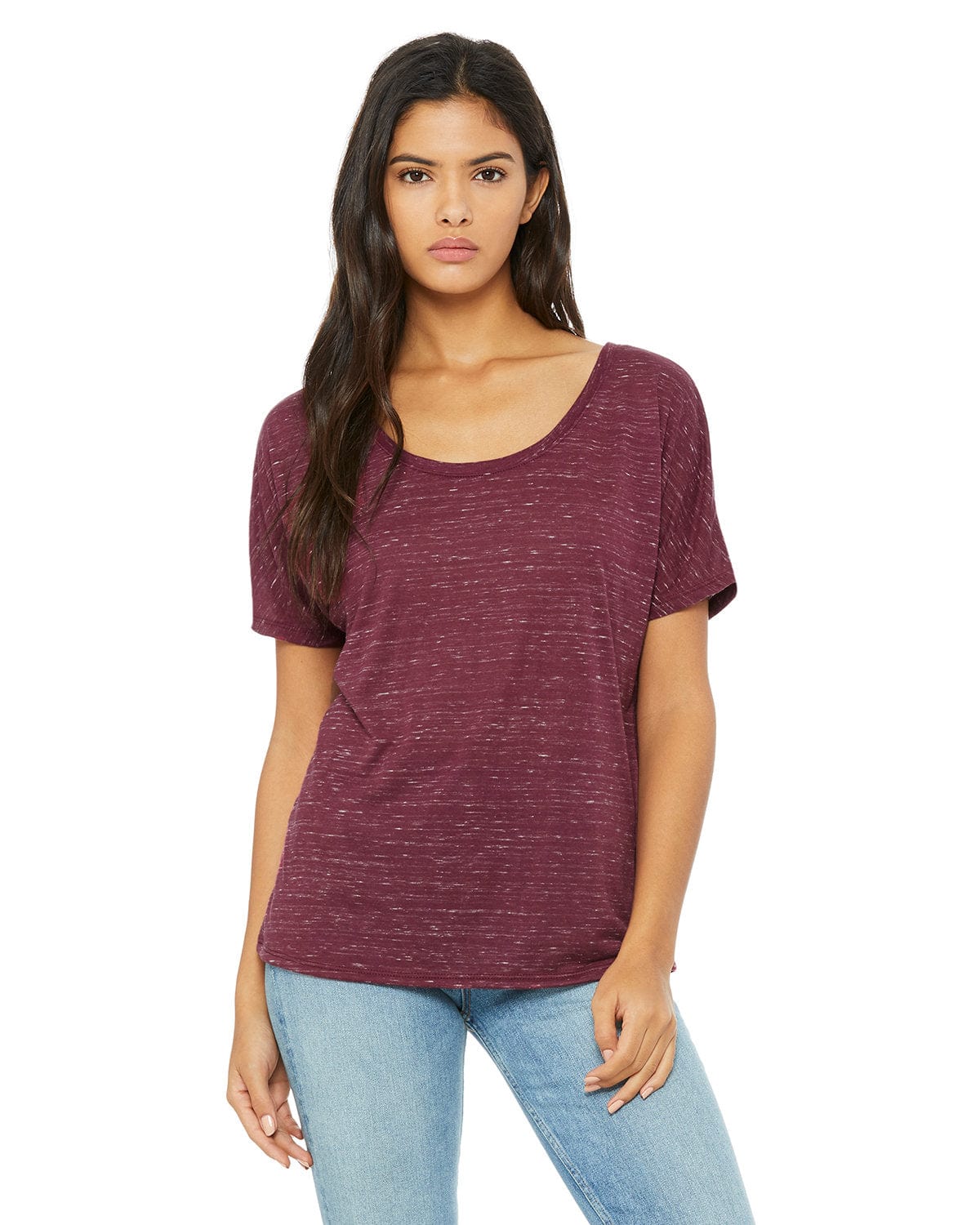 Bella+Canvas 8816: Ladies' Slouchy T-Shirt in Maroon Marble