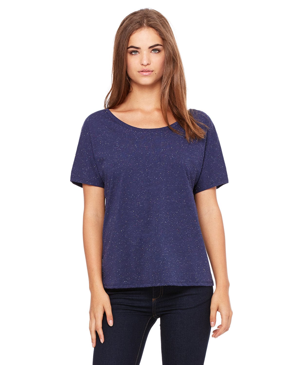 Bella+Canvas 8816: Ladies' Slouchy T-Shirt in Navy Speckled