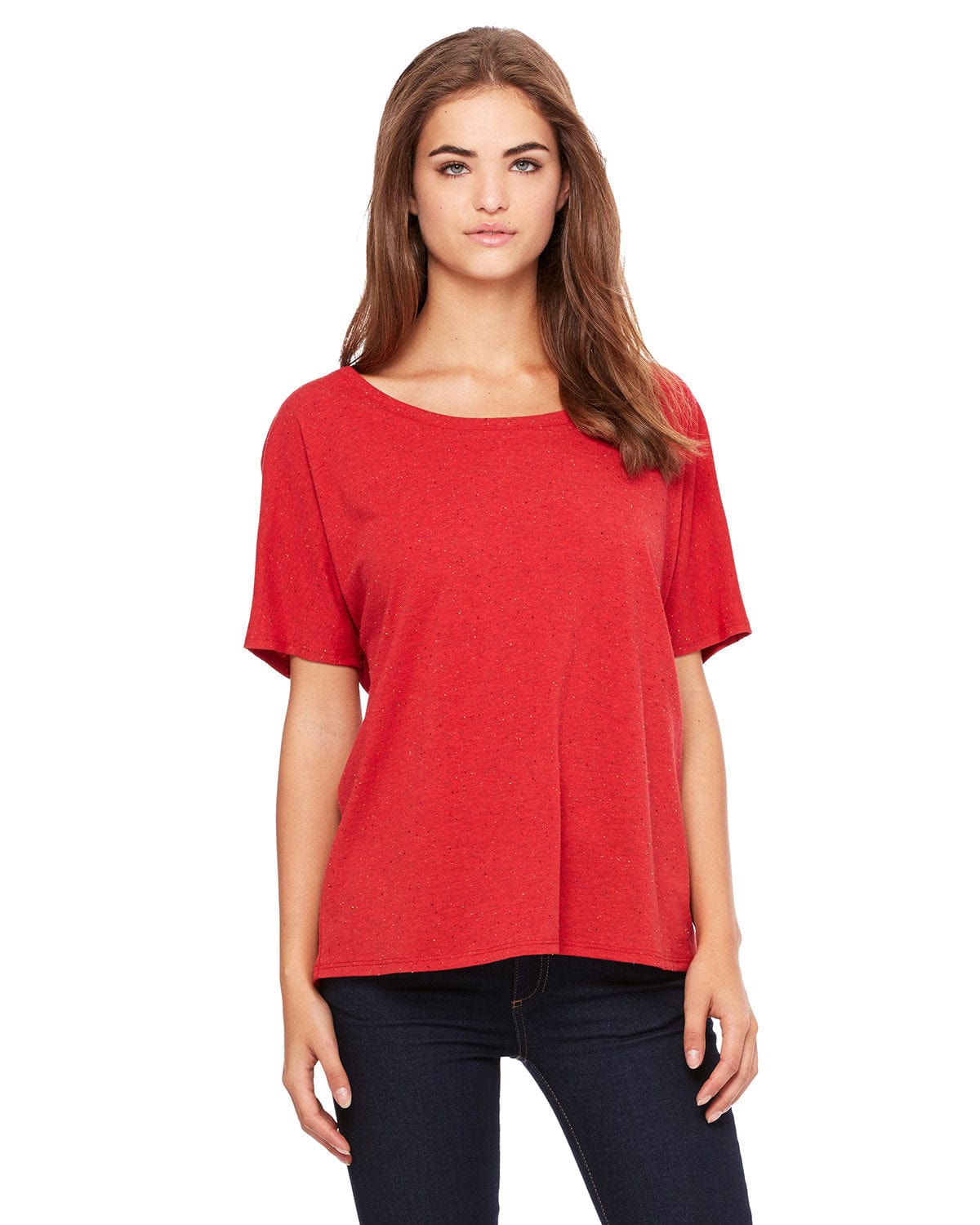 Bella+Canvas 8816: Ladies' Slouchy T-Shirt in Red Speckled