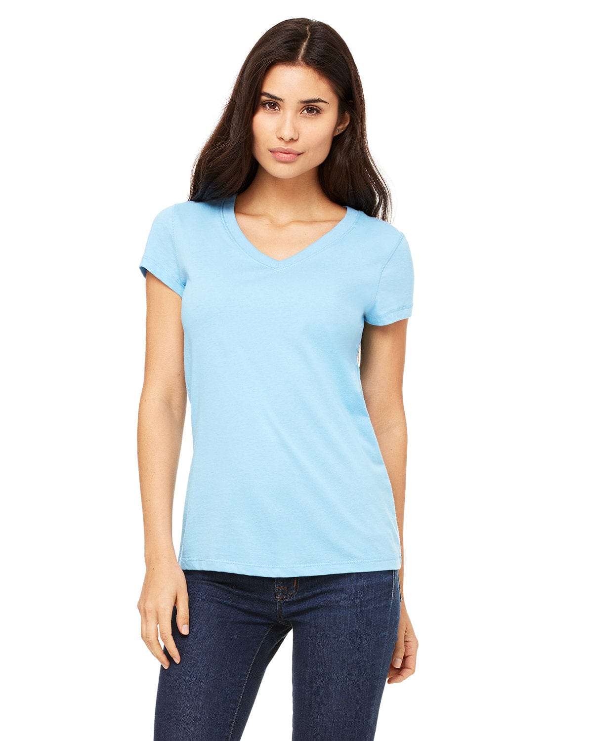 Bella+Canvas B6005: Ladies' Jersey Short-Sleeve V-Neck T-Shirt in Ocean Blue