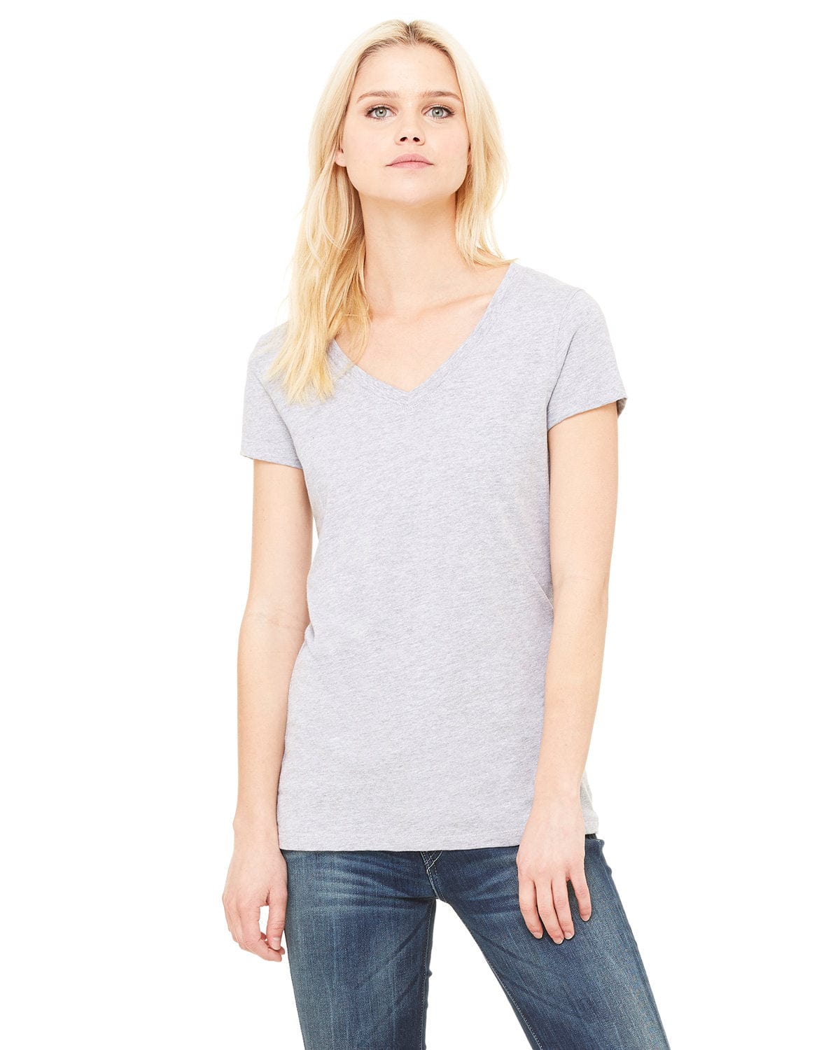 Bella+Canvas B6005: Ladies' Jersey Short-Sleeve V-Neck T-Shirt in Athletic Heather