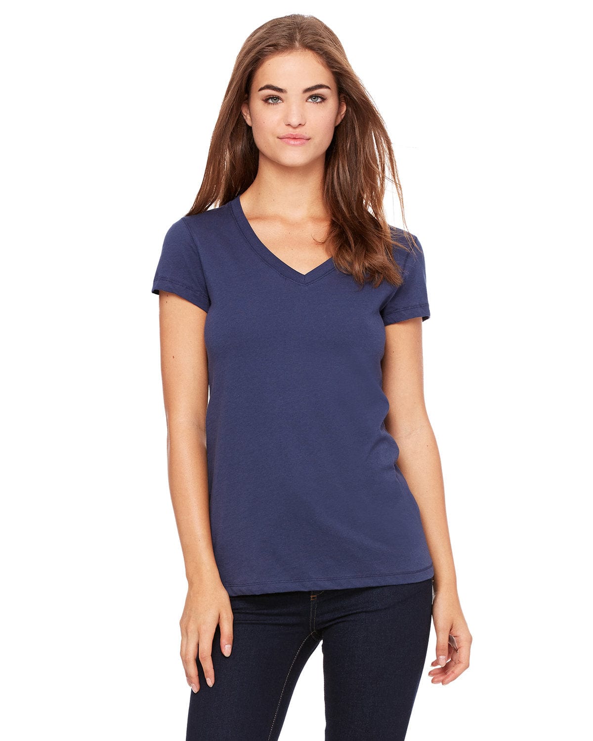 Bella+Canvas B6005: Ladies' Jersey Short-Sleeve V-Neck T-Shirt in Navy