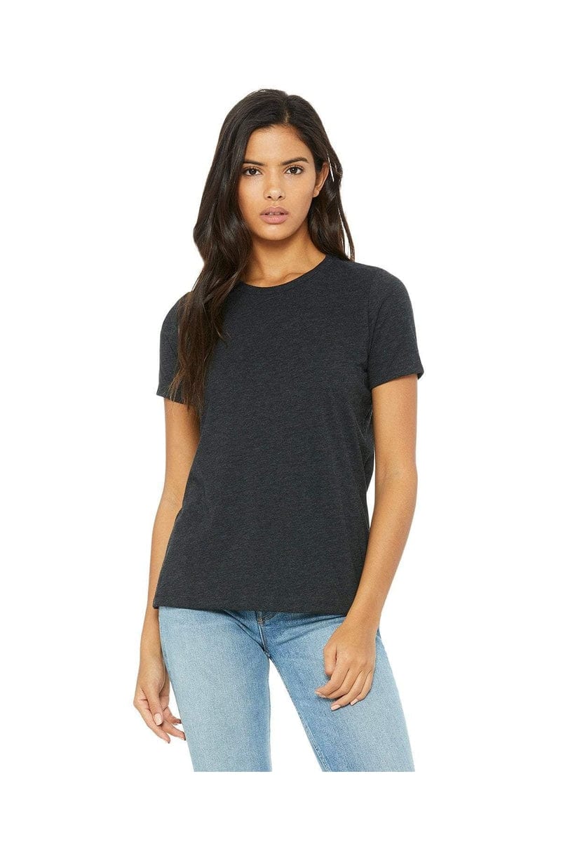 Bella+Canvas B6400: Ladies' Relaxed Jersey Short-Sleeve T-Shirt in Char-Blk Triblnd