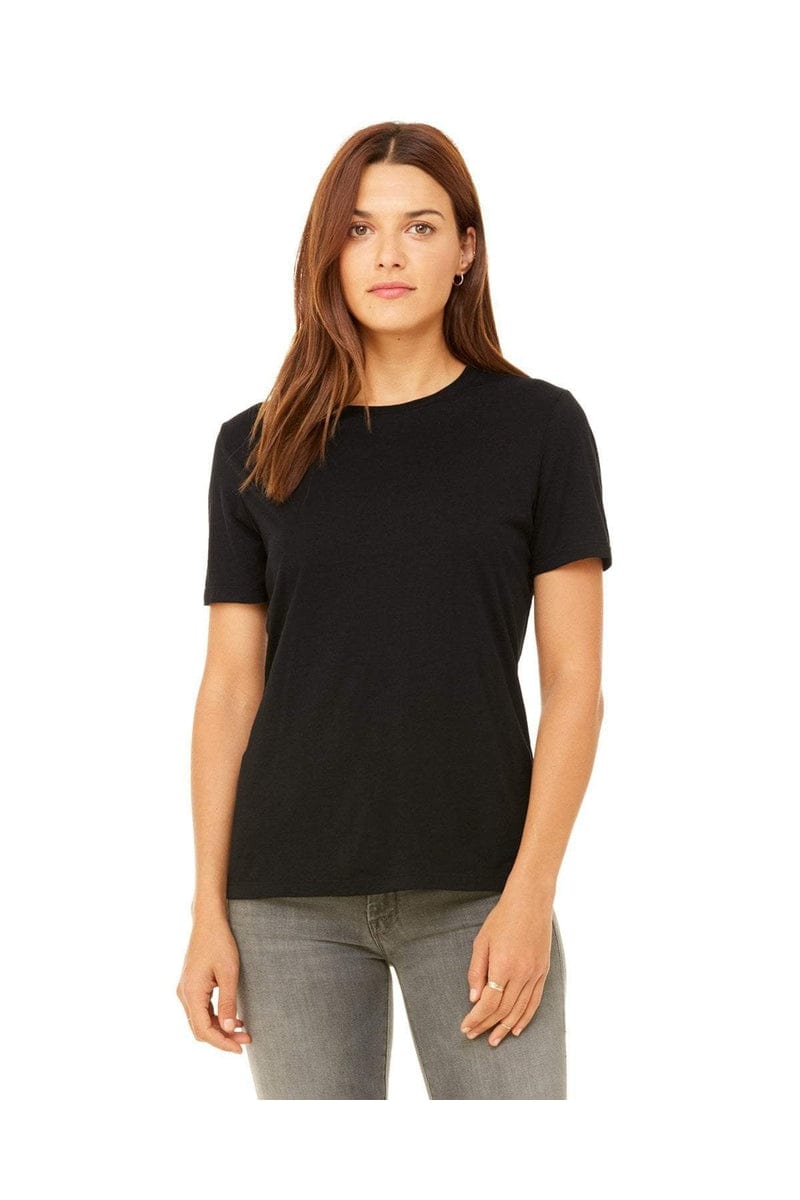 Bella+Canvas B6400: Ladies' Relaxed Jersey Short-Sleeve T-Shirt in Solid Blk Trblnd