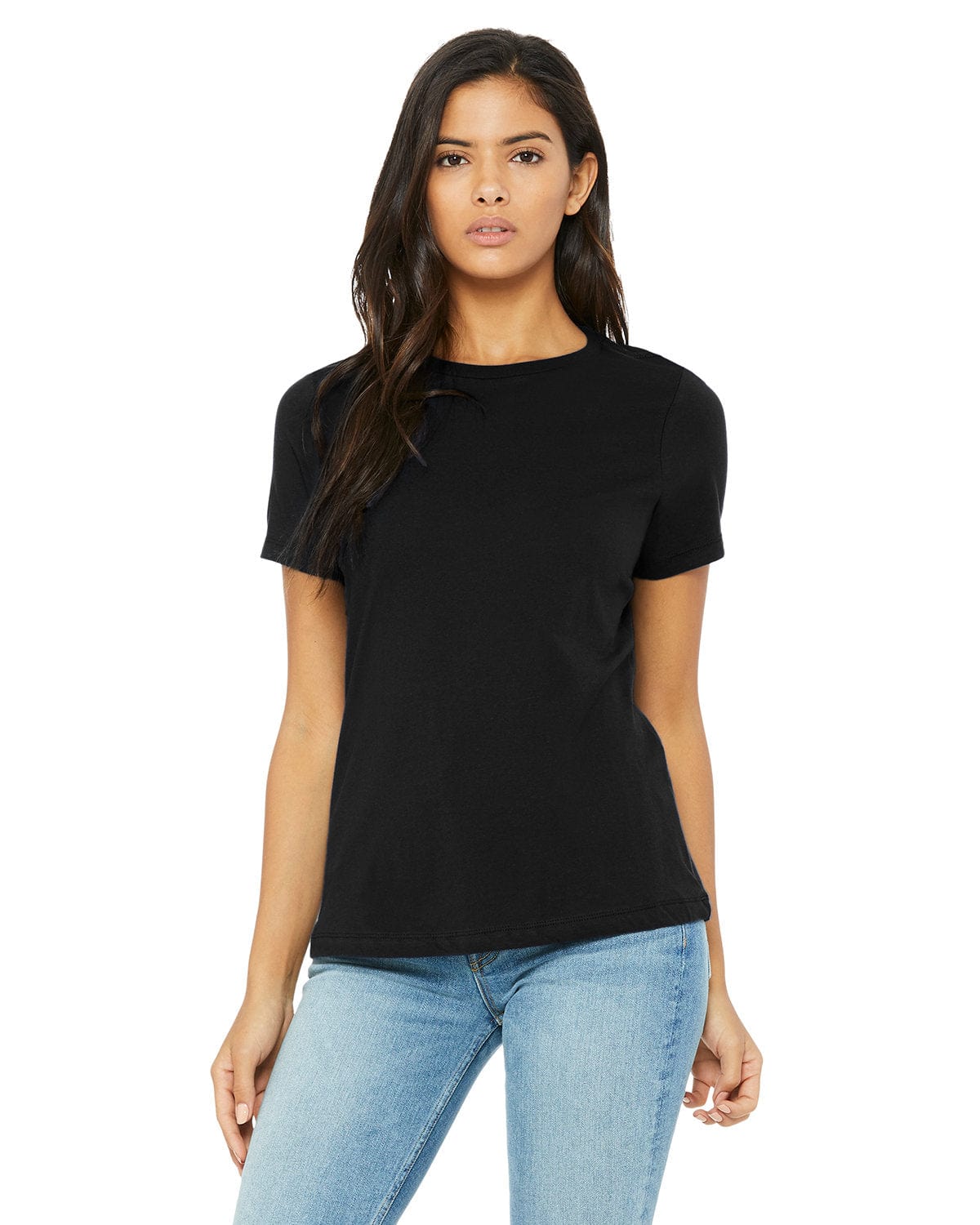Bella+Canvas B6400: Ladies' Relaxed Jersey Short-Sleeve T-Shirt in Black