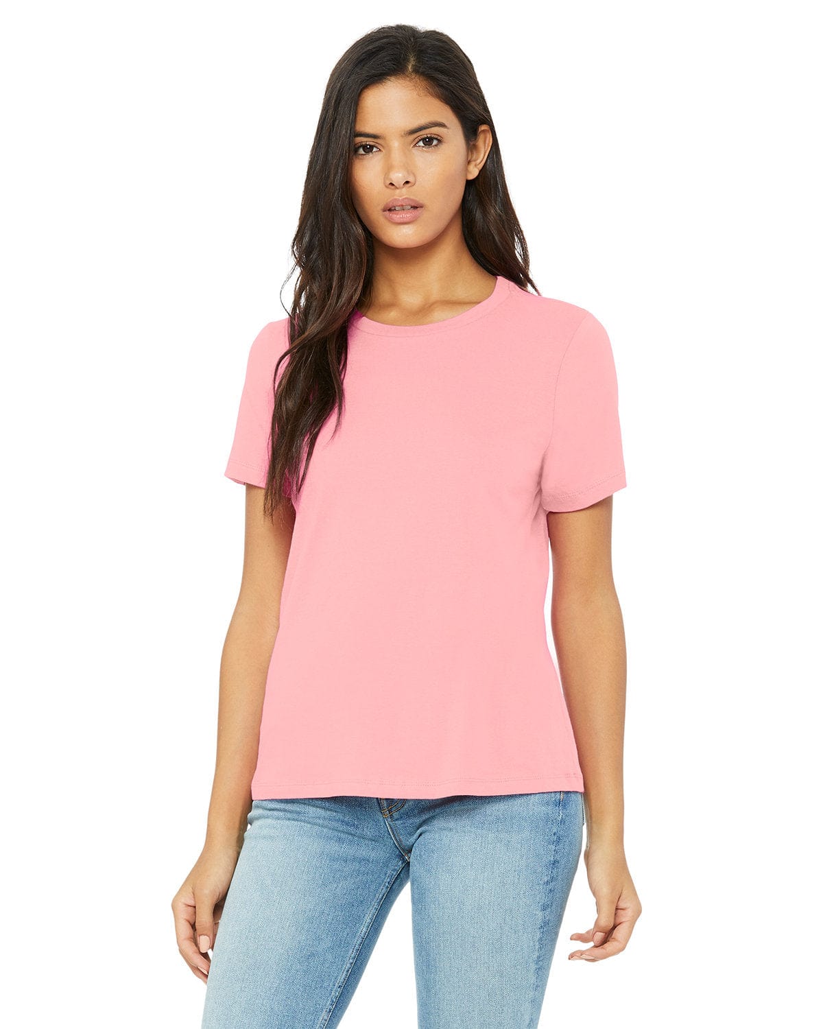 Bella+Canvas B6400: Ladies' Relaxed Jersey Short-Sleeve T-Shirt in Pink
