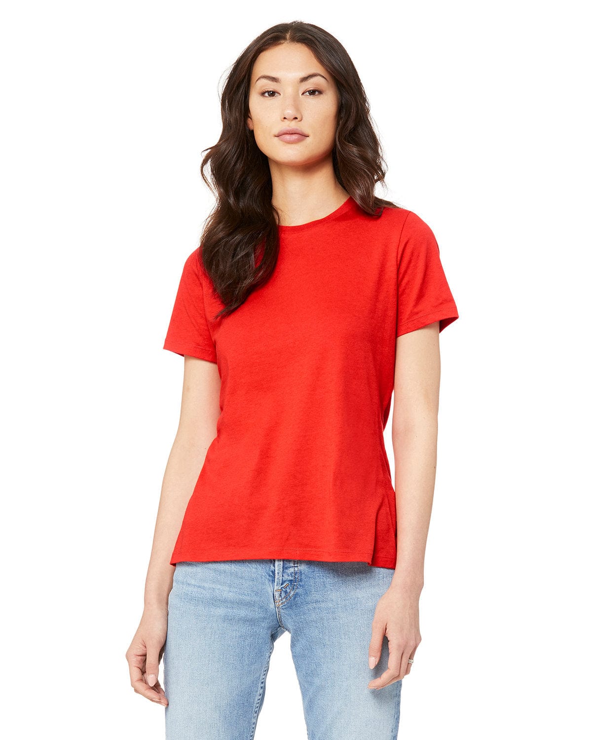Bella+Canvas B6400: Ladies' Relaxed Jersey Short-Sleeve T-Shirt in Poppy