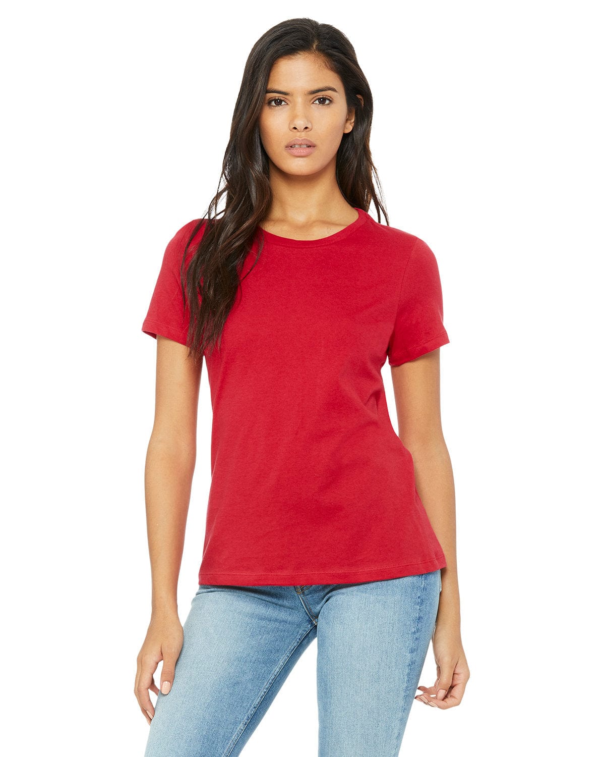 Bella+Canvas B6400: Ladies' Relaxed Jersey Short-Sleeve T-Shirt in Red