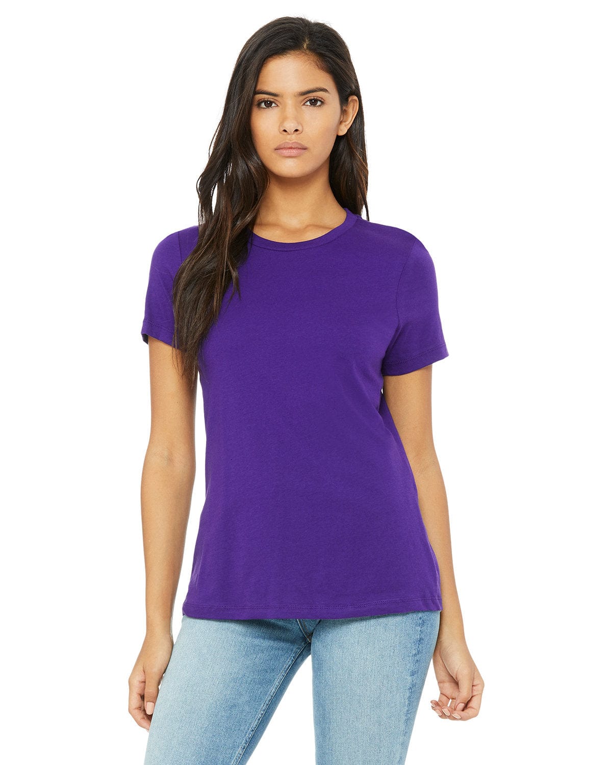 Bella+Canvas B6400: Ladies' Relaxed Jersey Short-Sleeve T-Shirt in Team Purple