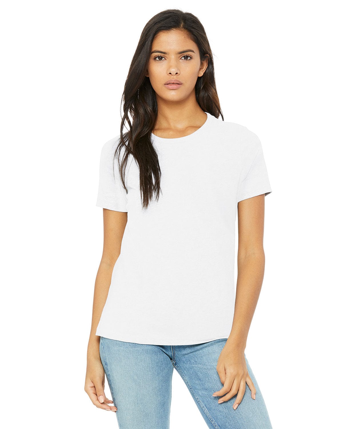 Bella+Canvas B6400: Ladies' Relaxed Jersey Short-Sleeve T-Shirt in White