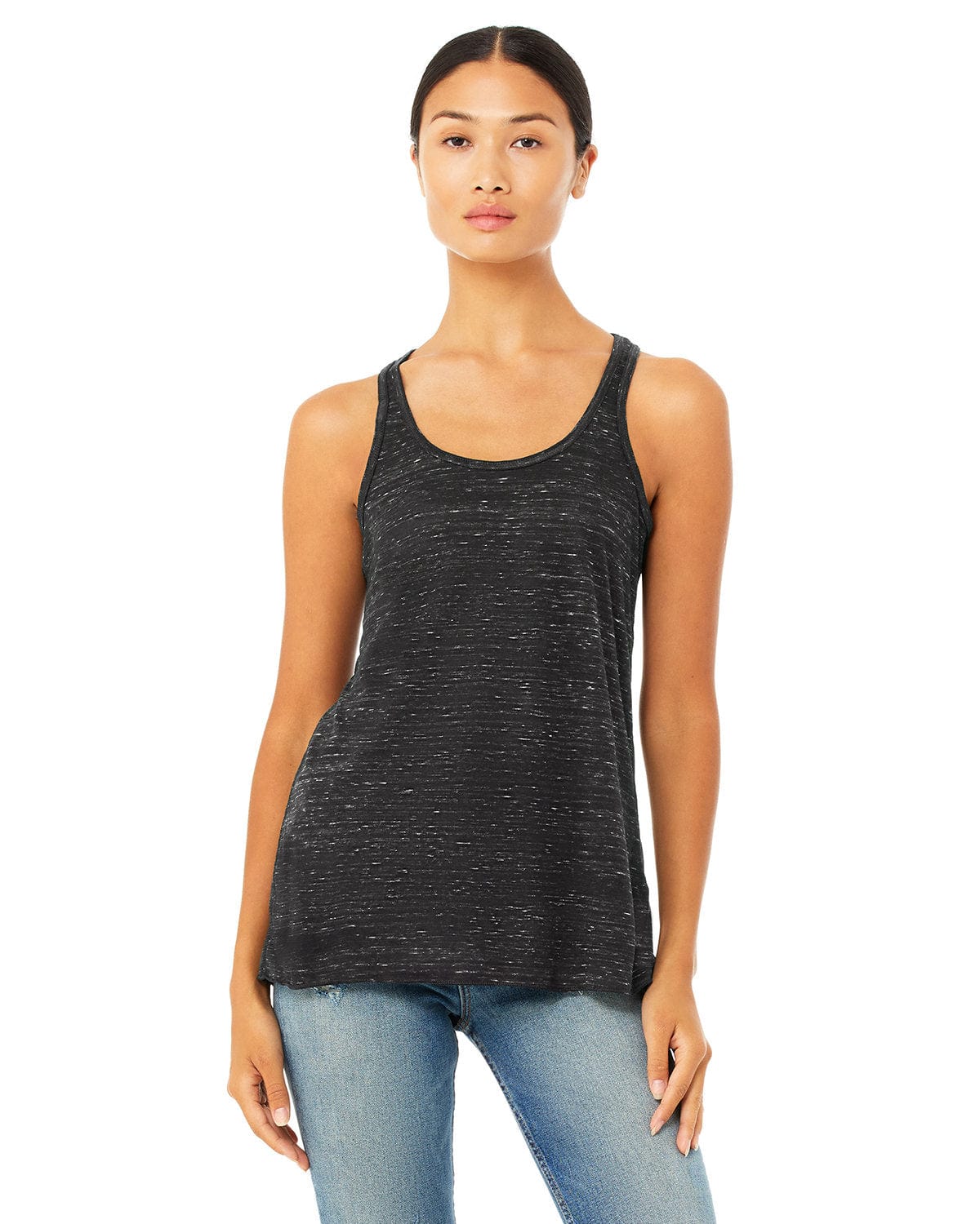 Bella+Canvas B8800: Ladies' Flowy Racerback Tank in Black Marble