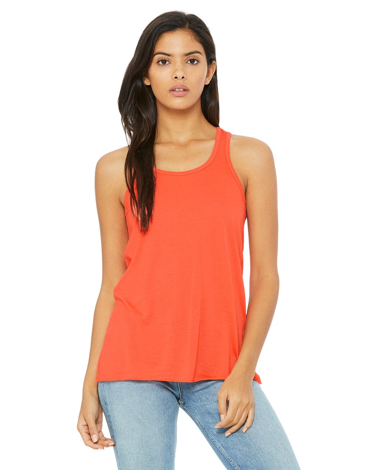 Bella+Canvas B8800: Ladies' Flowy Racerback Tank in Coral