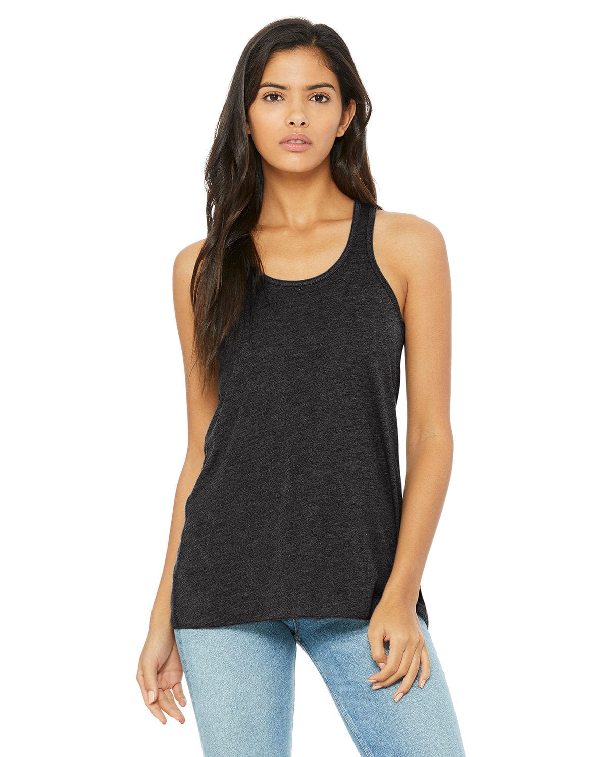 Bella+Canvas B8800: Ladies' Flowy Racerback Tank in Dark Gry Heather