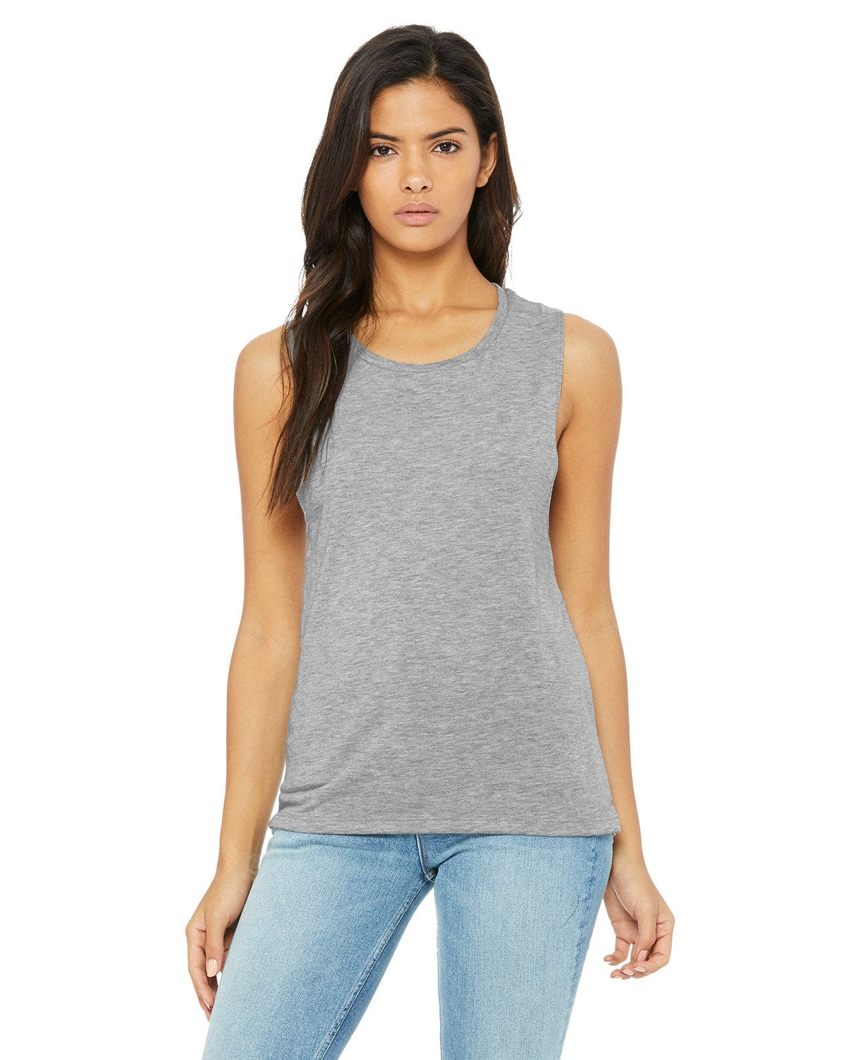 Bella+Canvas B8803: Ladies' Flowy Scoop Muscle Tank in Athletic Heather