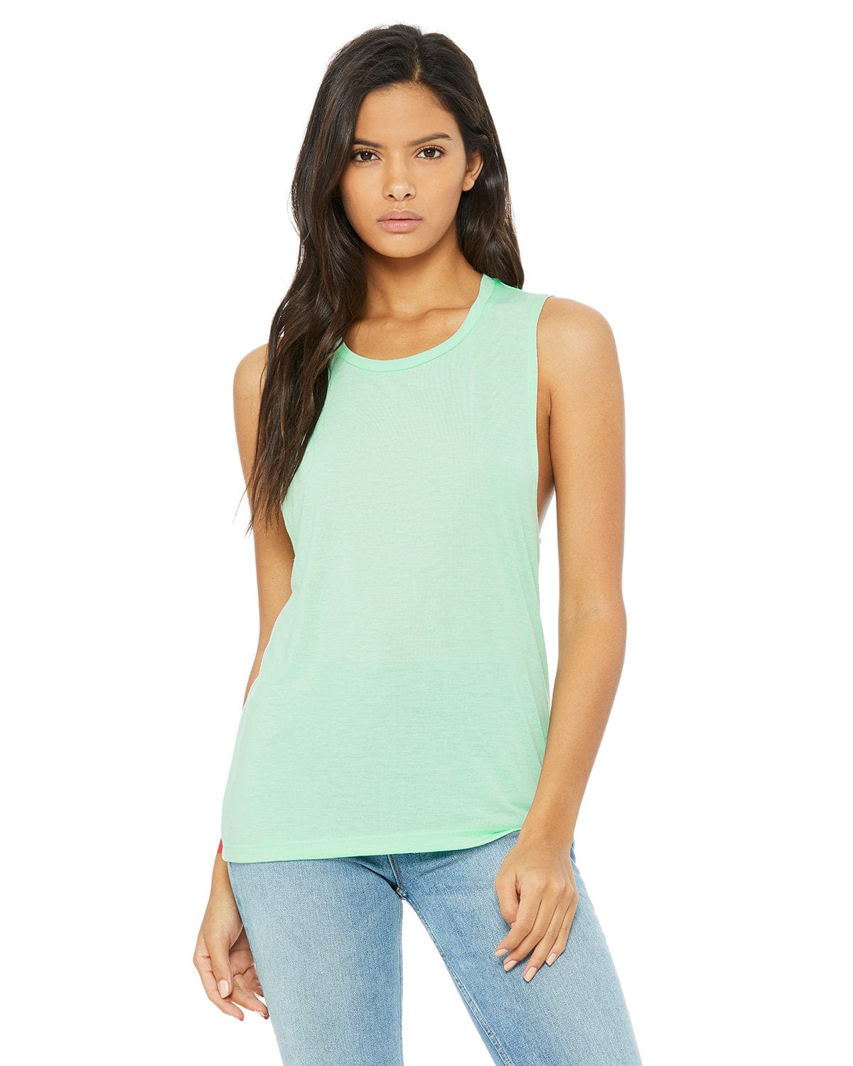 Bella+Canvas B8803: Ladies' Flowy Scoop Muscle Tank in Mint