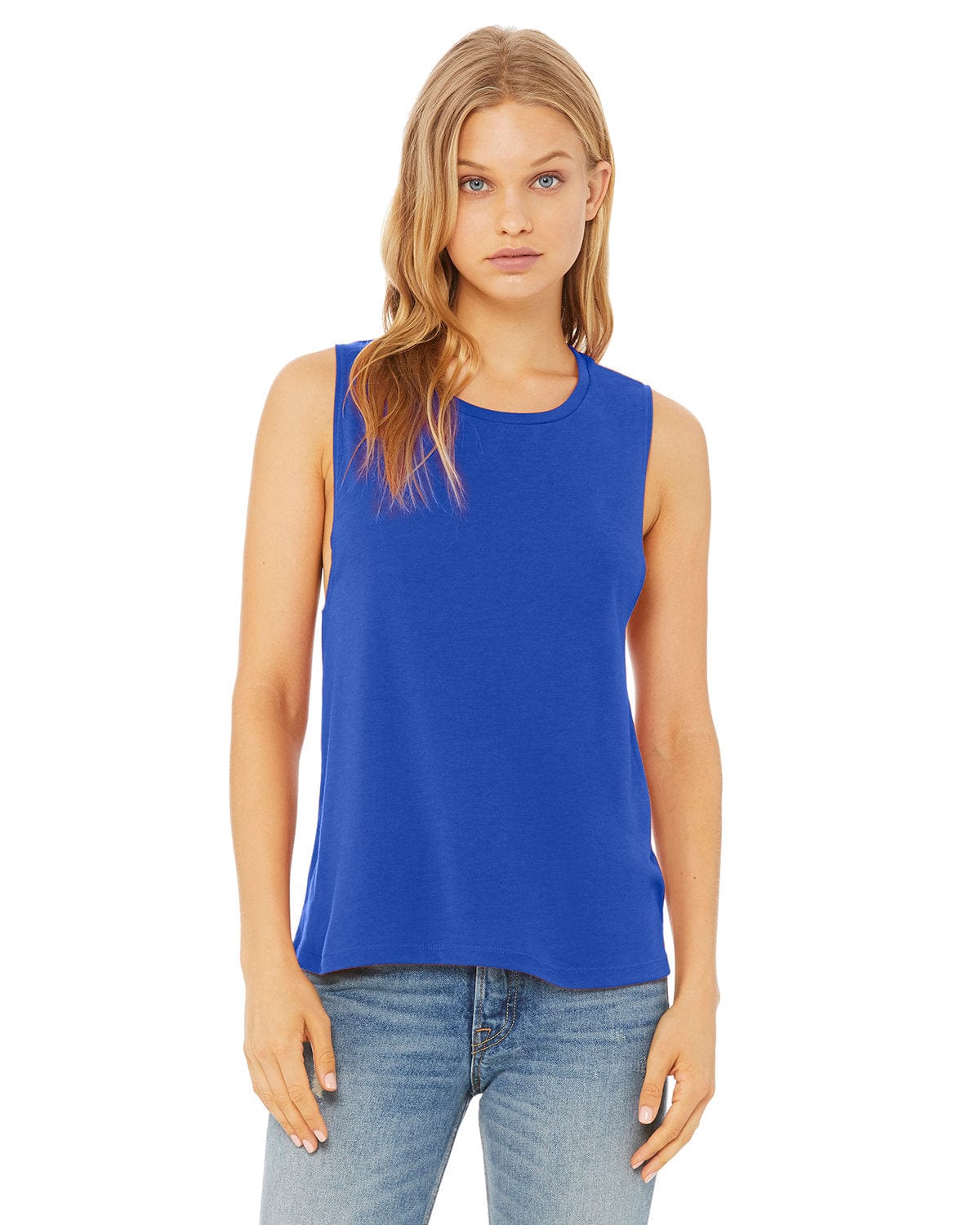 Bella+Canvas B8803: Ladies' Flowy Scoop Muscle Tank in True Royal