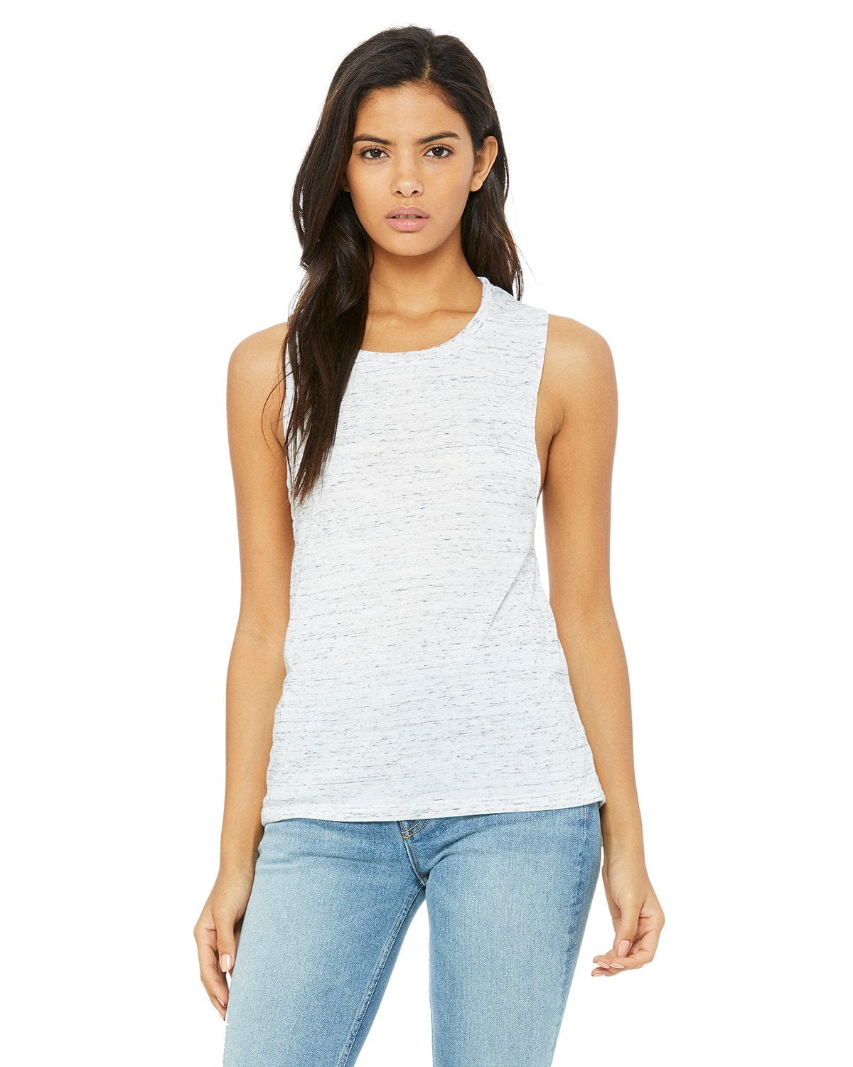 Bella+Canvas B8803: Ladies' Flowy Scoop Muscle Tank in White Marble