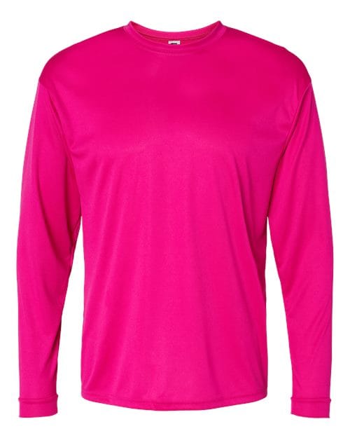 C2 Sport 5104 Unisex Performance Long Sleeve T-Shirt in Hot Pink