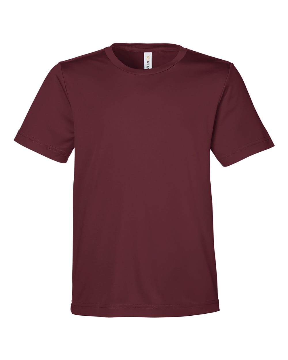 CORE365 CE10Y Youth Capital Performance T-Shirt in Burgundy