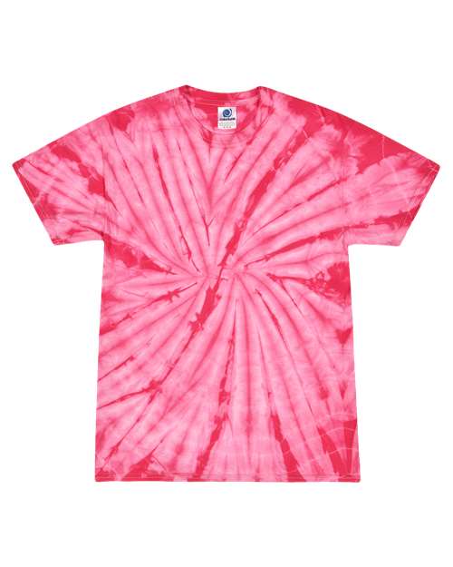 Colortone 1000-Unisex Multi-Color Tie-Dyed T-Shirt in Spider Pink