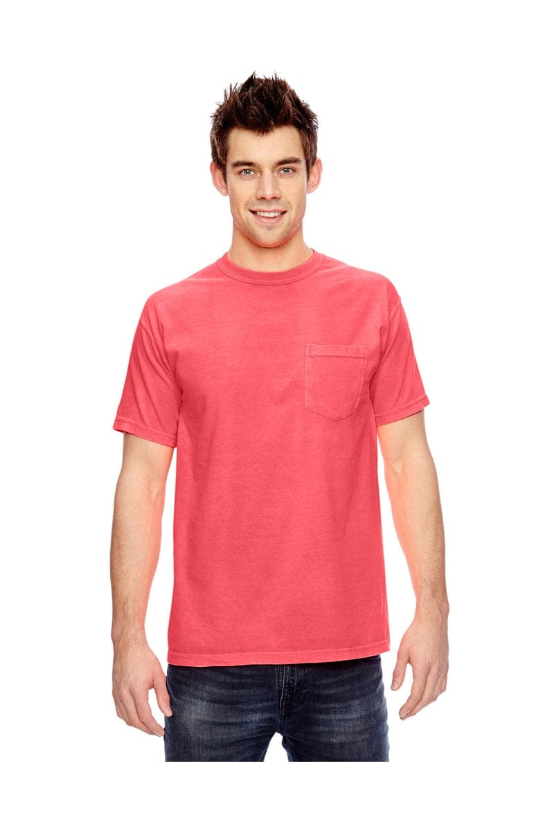 Comfort Colors 6030CC: Adult Heavyweight RS Pocket T-Shirt in Neon Red Orange