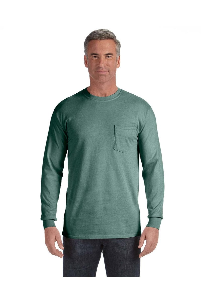 Comfort Colors C4410: Adult Heavyweight Long-Sleeve Pocket T-Shirt in Light Green