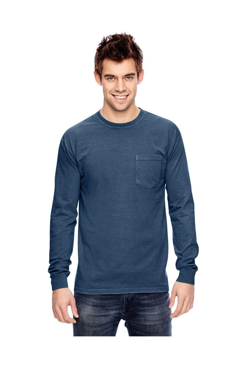 Comfort Colors C4410: Adult Heavyweight Long-Sleeve Pocket T-Shirt in True Navy