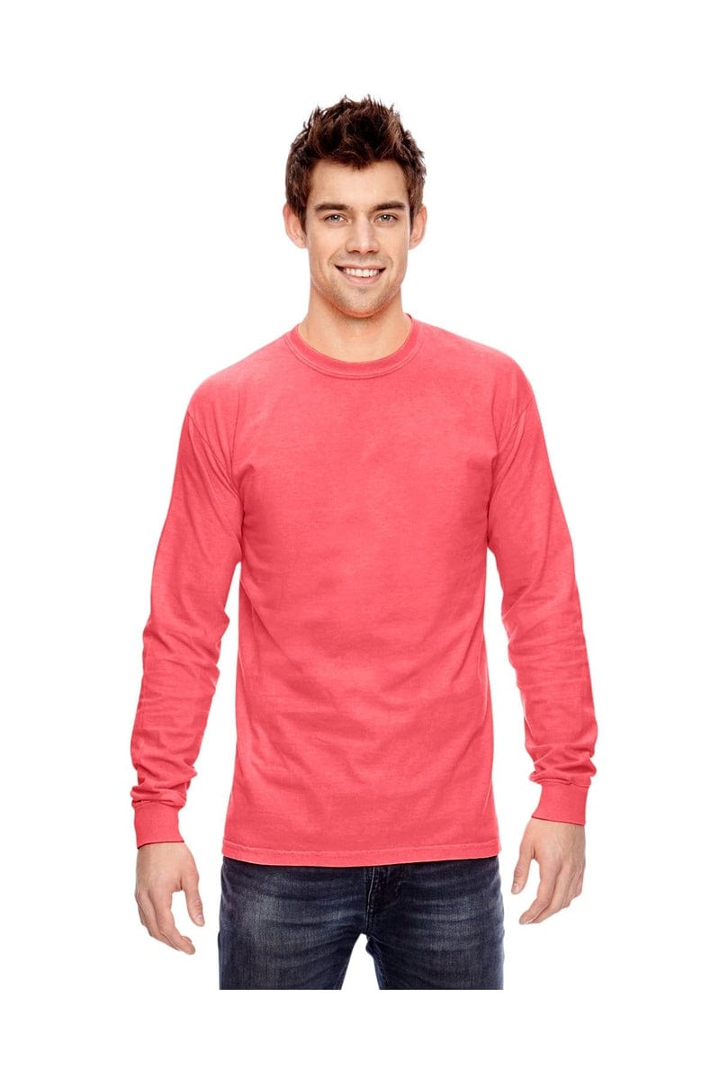 Comfort Colors C6014 Adult Heavyweight RS Long-Sleeve T-Shirt in Neon Red Orange