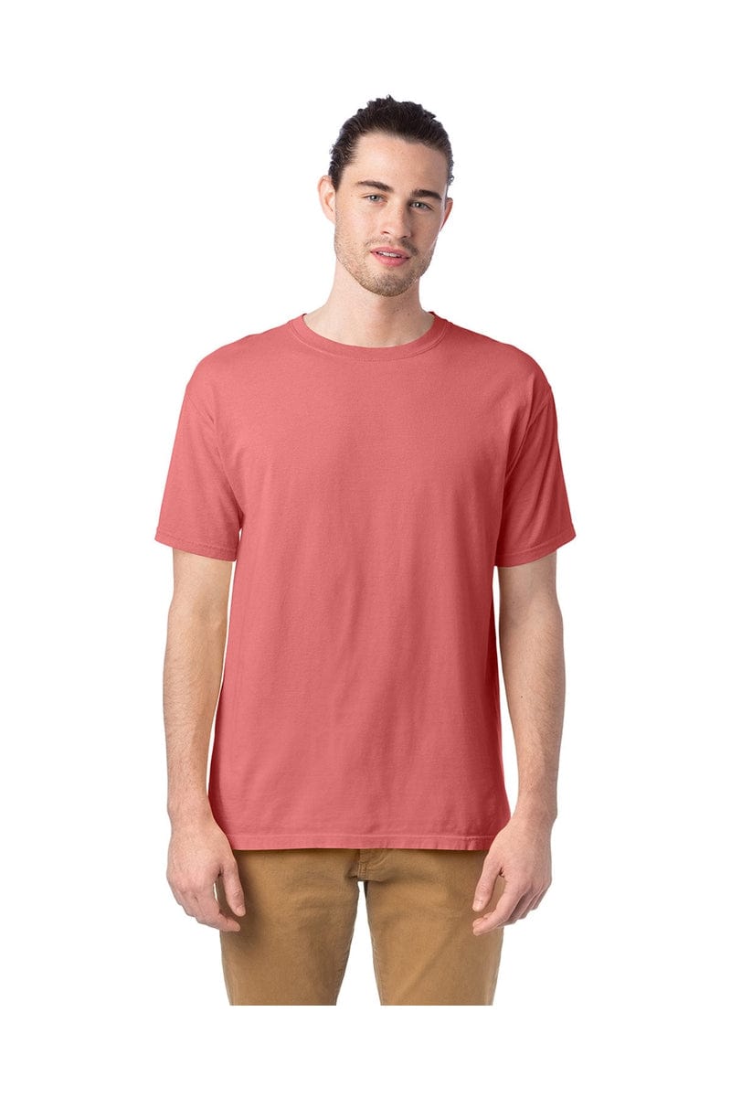 ComfortWash by Hanes GDH100: Men's 5.5 oz., 100% Ringspun Cotton Garment-Dyed T-Shirt in Coral Craze