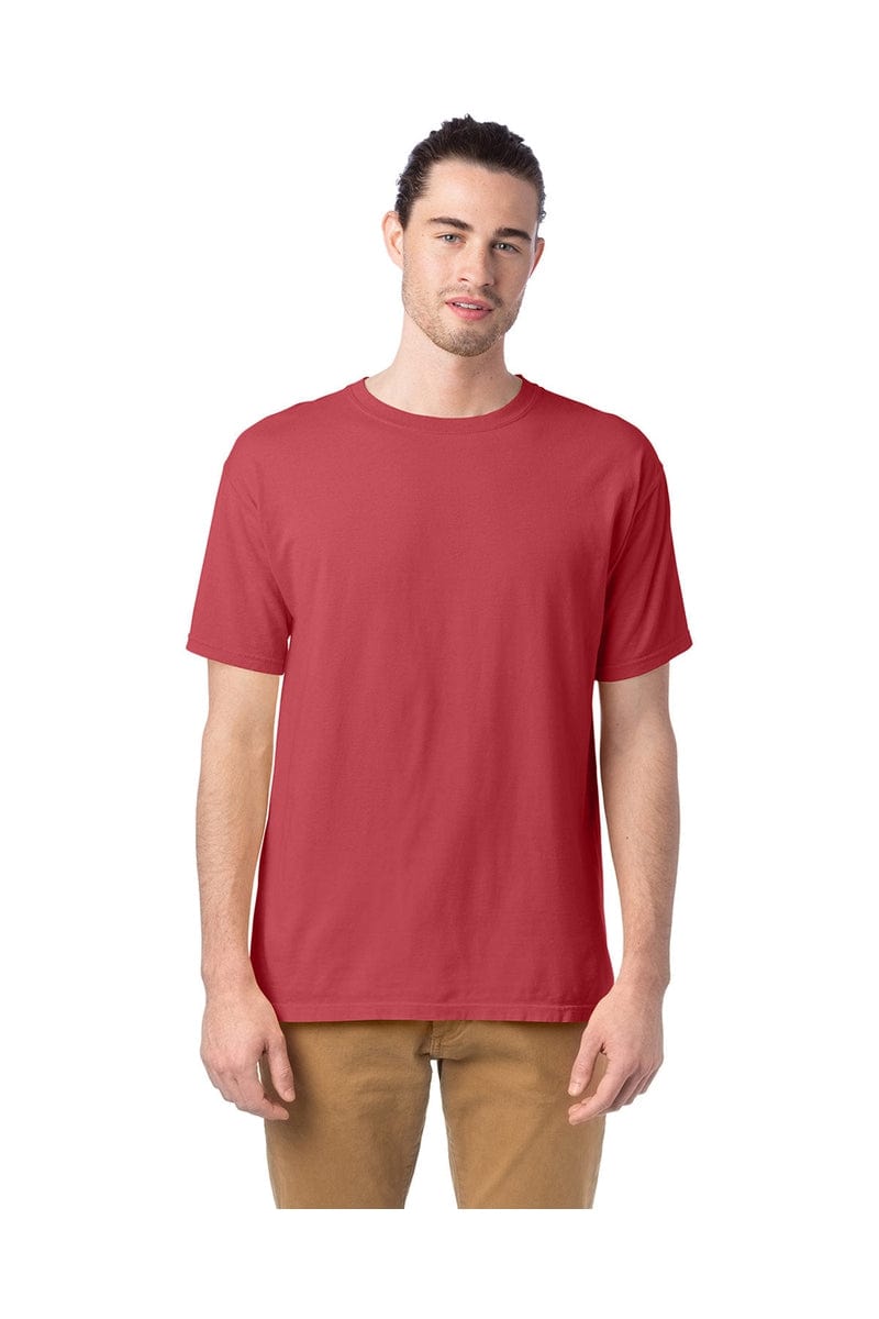 ComfortWash by Hanes GDH100: Men's 5.5 oz., 100% Ringspun Cotton Garment-Dyed T-Shirt in Crimson Fall