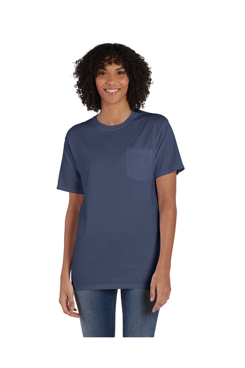 ComfortWash by Hanes GDH150: Unisex 5.5 oz., 100% Ringspun Cotton Garment-Dyed T-Shirt with Pocket in Anchor Slate